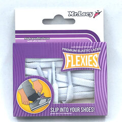 Mr.Lacy Flexies lapikud kummist kingapaelad, valge, 70 cm hind ja info | Rõivaste ja jalatsite hooldus | kaup24.ee