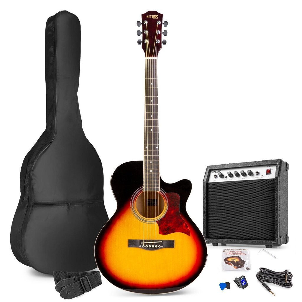 Max ShowKit elektrilise akustilise kitarri komplekt Sunburst hind ja info | Kitarrid | kaup24.ee