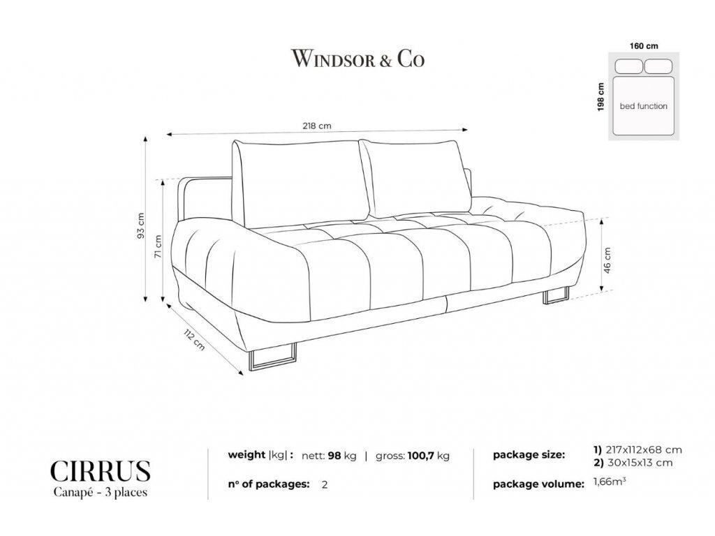 Diivan Windsor & Co Cirrus, tumehall hind ja info | Diivanid ja diivanvoodid | kaup24.ee