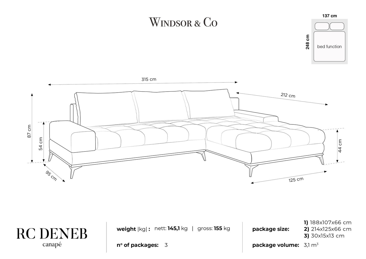 Pehme nurgadiivan Windsor&Co Deneb, tumehall hind ja info | Nurgadiivanid ja nurgadiivanvoodid | kaup24.ee