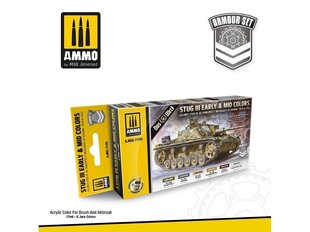 Набор акриловых красок Ammo Mig Stug III Early & Mid Colors 1939-1943 Set. АМИГ7185 цена и информация | Принадлежности для рисования, лепки | kaup24.ee