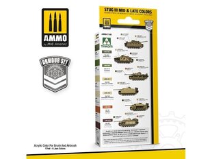 Набор акриловых красок Ammo Mig Stug III Mid & Late Colors 1944-1945 Set. АМИГ7186 цена и информация | Принадлежности для рисования, лепки | kaup24.ee