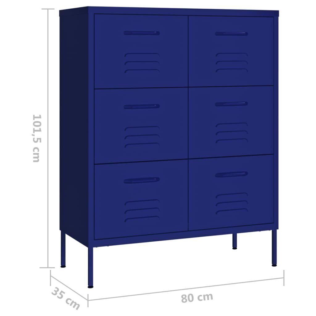 Kapp sahtlitega vidaXL, 80 x 35 x 101,5 cm, teras, tumesinine hind ja info | Elutoa väikesed kapid | kaup24.ee