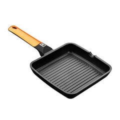 Lainelise kattega grill-pann BRA A281422 Ø 28 cm Must Oranž Roostevaba teras цена и информация | Cковородки | kaup24.ee