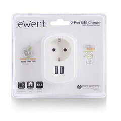 2 USB Portiga Seinapistik Ewent EW1211 3,1 A цена и информация | Выключатели, розетки | kaup24.ee