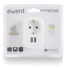 2 USB Portiga Seinapistik Ewent EW1211 3,1 A цена и информация | Выключатели, розетки | kaup24.ee