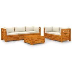 Садовый комплект мебели с подушками, из 6 частей, коричневый цена и информация | Комплекты уличной мебели | kaup24.ee