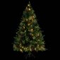 vidaXL Kalėdų eglutė su LED/kankorėžiais, žalia, 120cm, PVC ir PE hind ja info | Jõulukaunistused | kaup24.ee