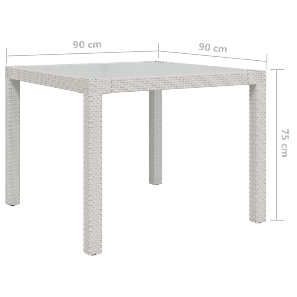 vidaXL aialaud, valge, 90x90x75cm, karastatud klaas/polürotangist valge hind ja info | Aialauad | kaup24.ee