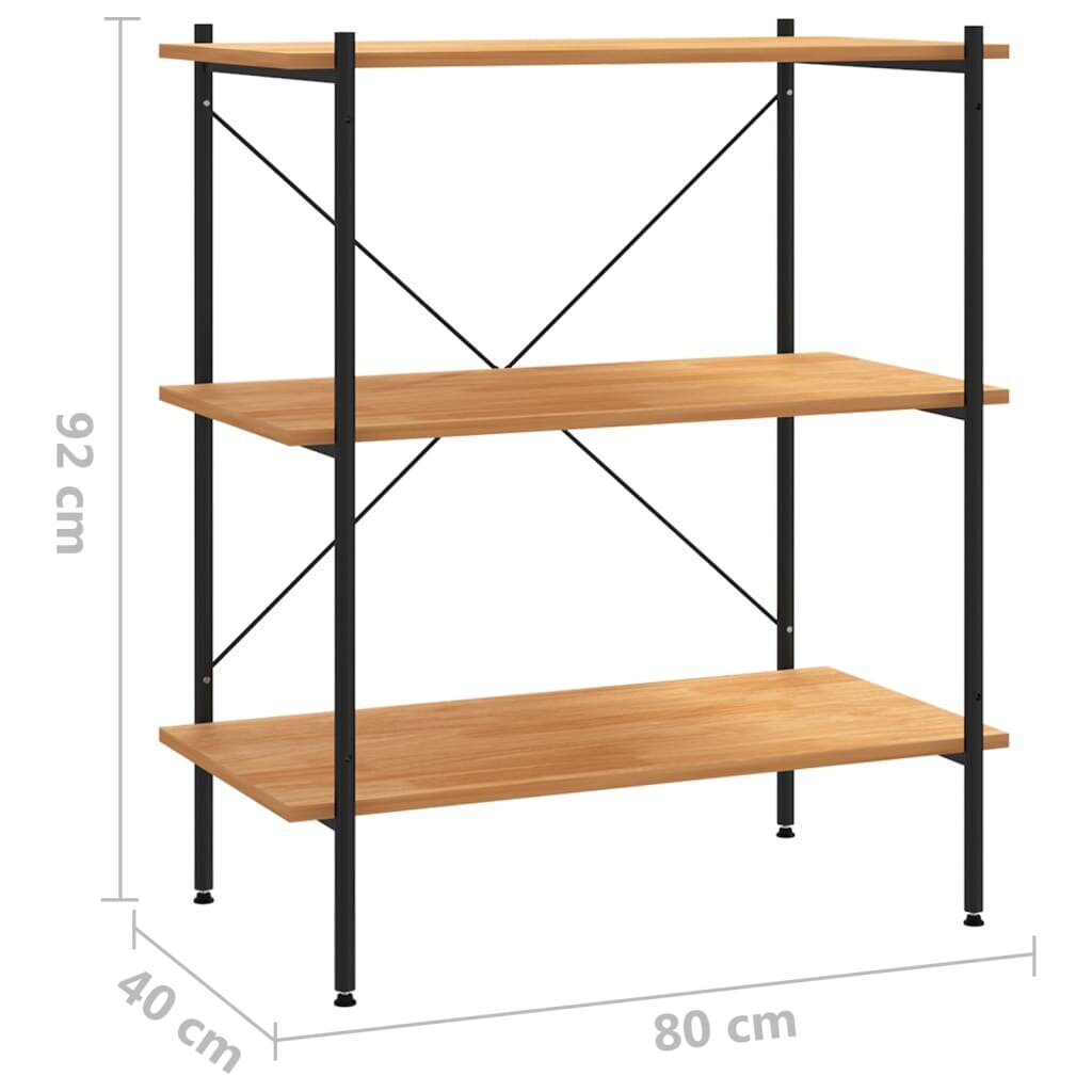 vidaXL raamaturiiul, 3 tasandit, must ja tamm, 80x40x92cm hind ja info | Riiulid | kaup24.ee