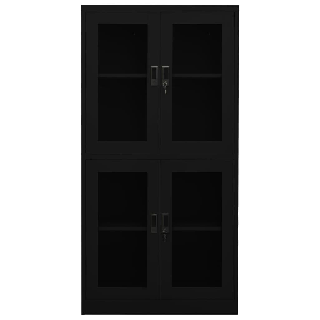 vidaXL kontorikapp, must, 90 x 40 x 180cm, teras, karastatud klaas hind ja info | Elutoa väikesed kapid | kaup24.ee
