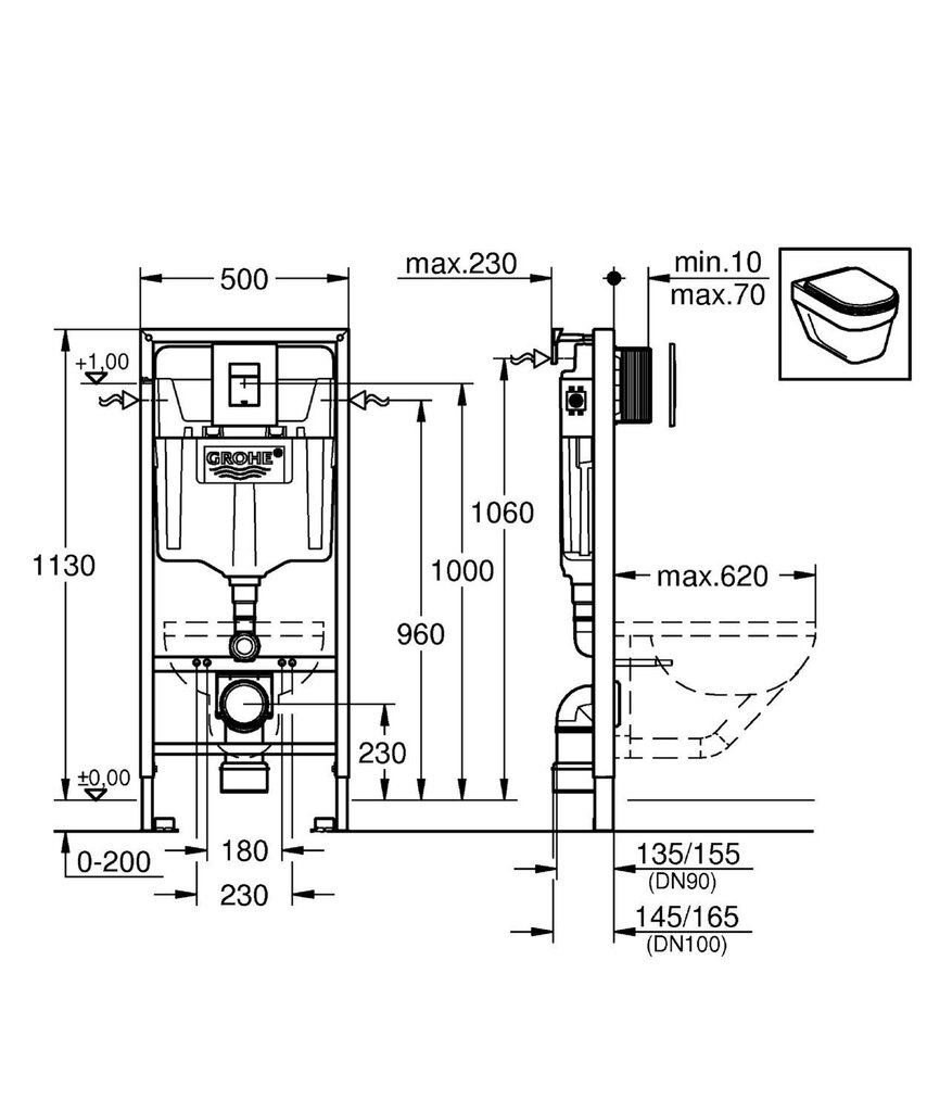 Varjatud raam Grohe Rapid SL WC raam (5 in 1) 3/6 l, 38827000 цена и информация | WC-poti tarvikud | kaup24.ee