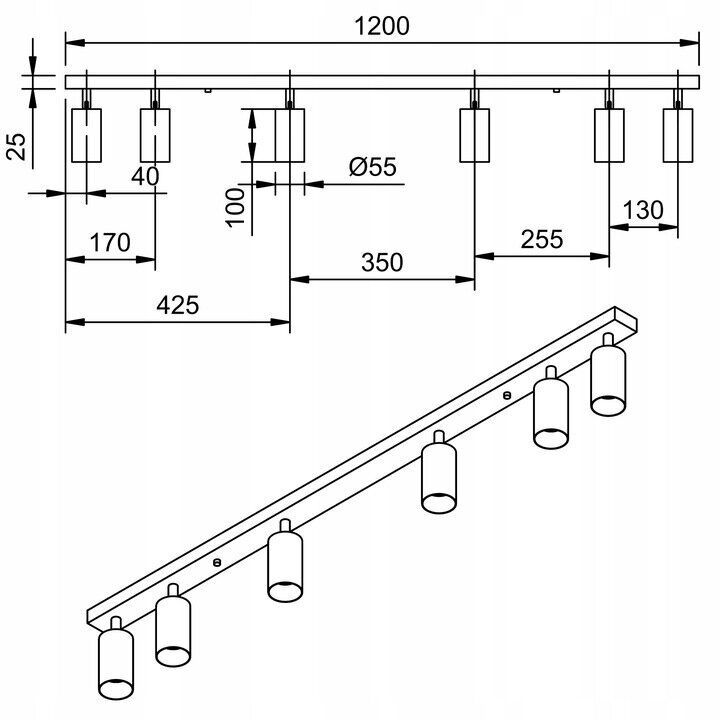 Smart LED SM-125B 12 W laevalgusti, must hind ja info | Laelambid | kaup24.ee