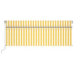 vidaXL automaatne varikatus rulooga, 4 x 3 m, kollane/valge hind ja info | Päikesevarjud, markiisid ja alused | kaup24.ee