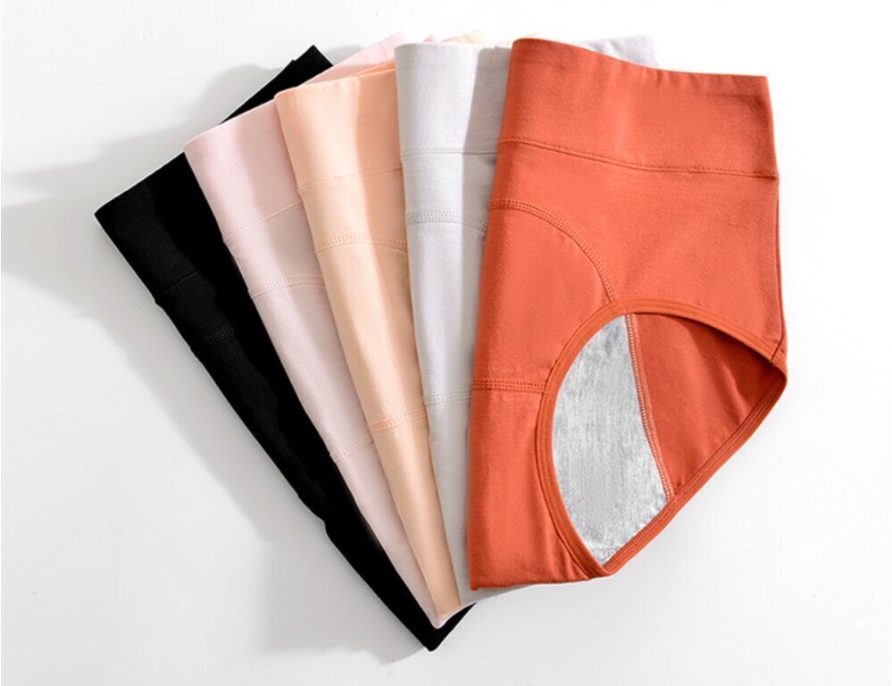 Menstruaalpüksid, kõrge vöökohaga, puuvillased, musta värvi, XL hind ja info | Naiste aluspüksid | kaup24.ee