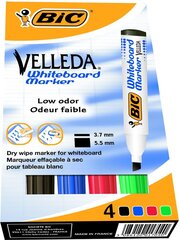 Фломастер для белой доски BIC VELL 1751 4-6 мм, 4 цветов. 4 фломастера 017545  цена и информация | Канцелярские товары | kaup24.ee