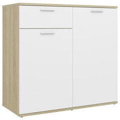 vidaXL puhvetkapp, valge ja Sonoma tamm 80 x 36 x 75 cm puitlaastplaat цена и информация | Шкафчики в гостиную | kaup24.ee