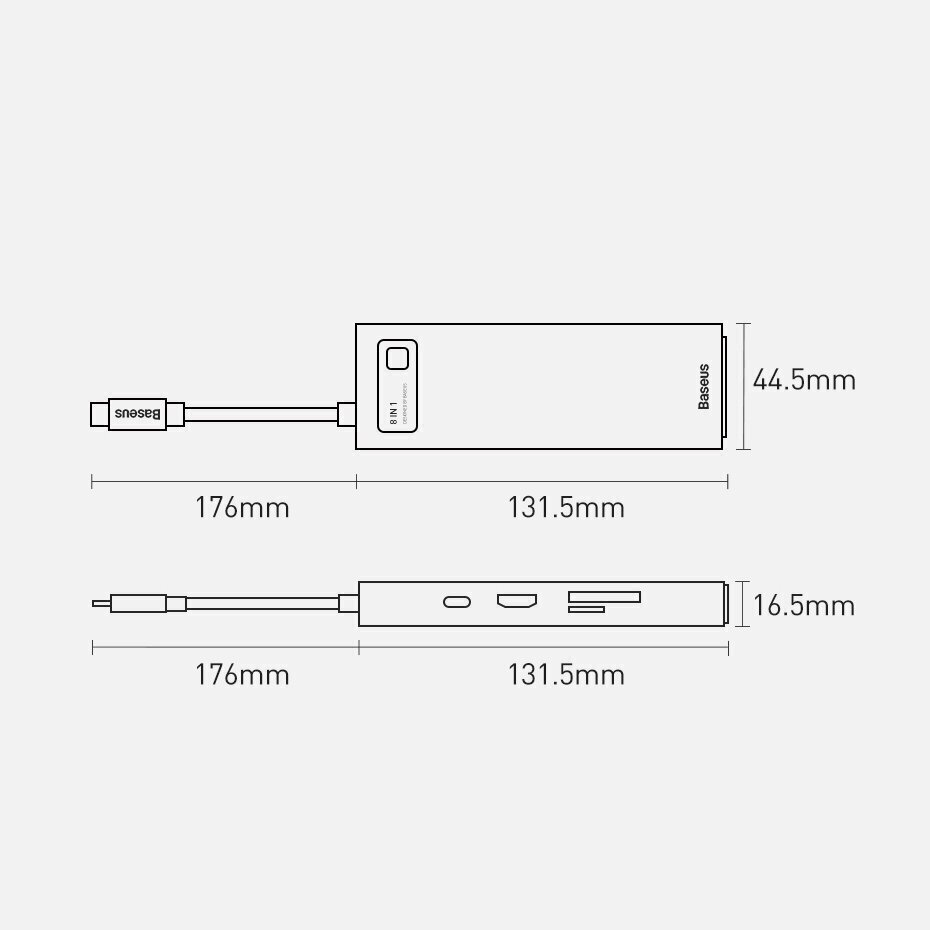 Telefonikaabel Baseus USB C - USB 100W, HDMI 4K 30Hz, SD, 3x USB 3.2 Gen 1, RJ45 1Gbps цена и информация | Mobiiltelefonide kaablid | kaup24.ee