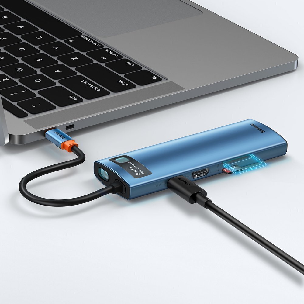 Telefonikaabel Baseus USB C - USB 100W, HDMI 4K 30Hz, SD, 3x USB 3.2 Gen 1, RJ45 1Gbps цена и информация | Mobiiltelefonide kaablid | kaup24.ee