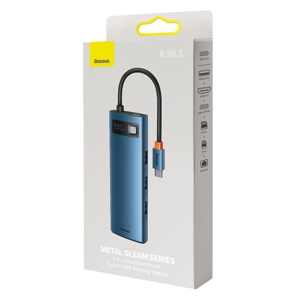 Telefonikaabel Baseus USB C - USB 100W, HDMI 4K 30Hz, SD, 3x USB 3.2 Gen 1, RJ45 1Gbps цена и информация | Mobiiltelefonide kaablid | kaup24.ee