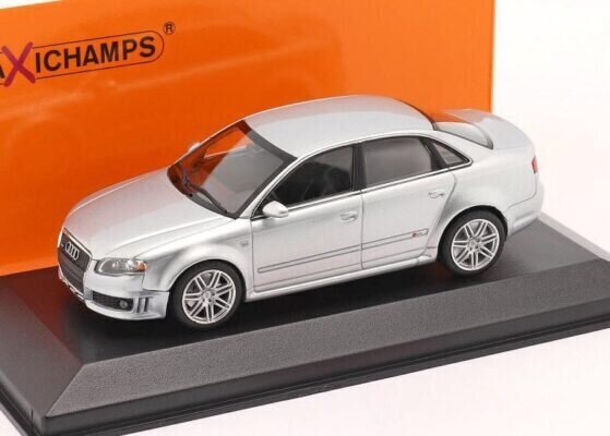 Audi RS4 - 2004 - Silver metallic 1:43 Maxichamps 940014601 цена и информация | Mudelautode kollektsioneerimine | kaup24.ee