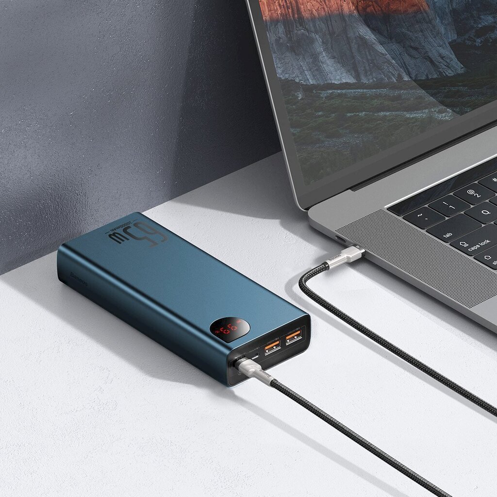 Akupank Baseus Adaman Metal 20000mAh PD QC 3.0 65W 2xUSB + USB-C + micro USB (sinine) hind ja info | Akupangad | kaup24.ee