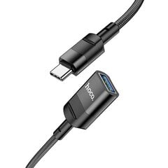 Kaabel, adapter Hoco USB, OTG tüüpi C 3A U107 1,2 m must hind ja info | USB jagajad, adapterid | kaup24.ee