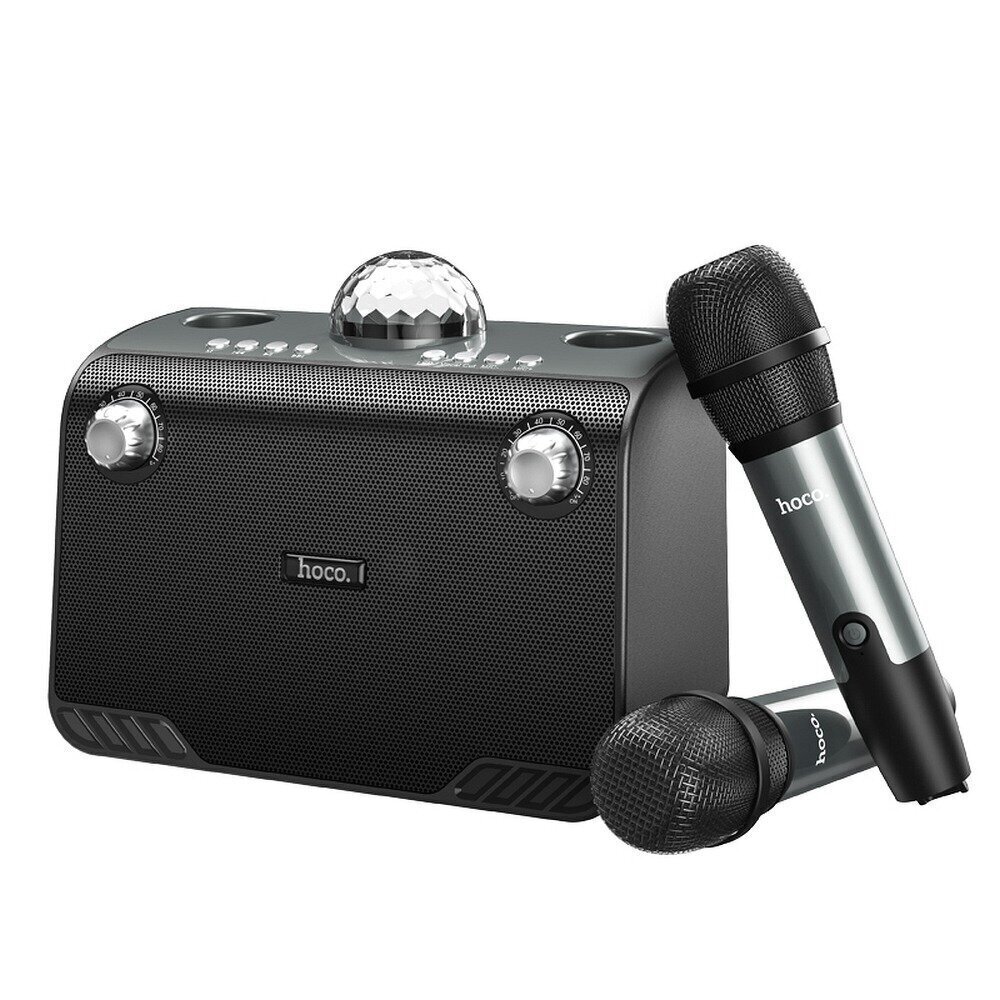 Juhtmeta Bluetooth kõlar + 2 mikrofoni Hoco BS41 Warm Sound, karaoke, AUX,  SD-kaart, Bluetooth, USB, Must hind | kaup24.ee