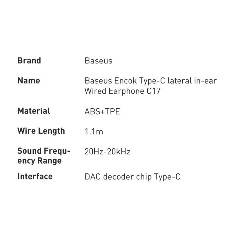 Baseus Encok C17, white hind ja info | Kõrvaklapid | kaup24.ee