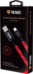 Valgustatud (LED) kaabel YENKEE, 2.0 USB A - micro USB (USB B), 480 Mbps, 5V/2.1A, 1m, punane hind ja info | Mobiiltelefonide kaablid | kaup24.ee