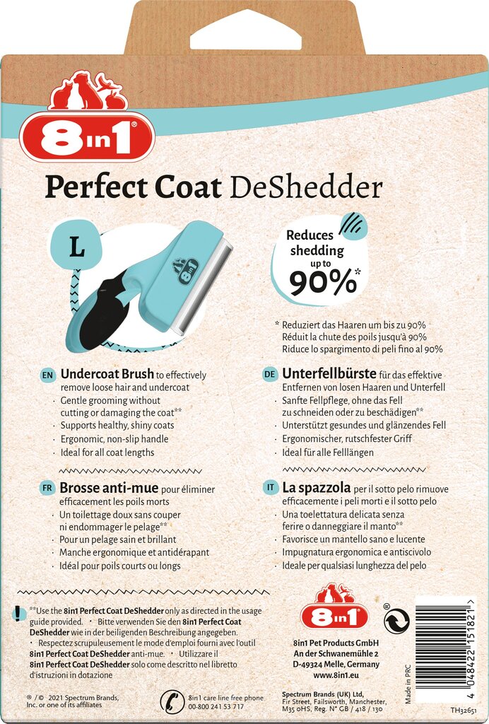 8in1 Perfect Coat Deshedder furminator suurtele koertele hind ja info | Hooldusvahendid loomadele | kaup24.ee