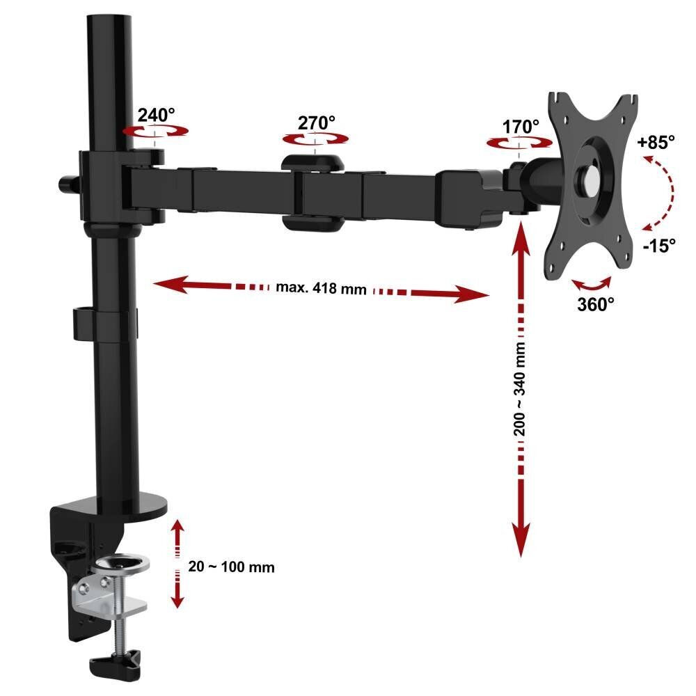 NF 11 17"-30" (suurus 10*10, suurus 10kg) цена и информация | Monitori hoidjad | kaup24.ee