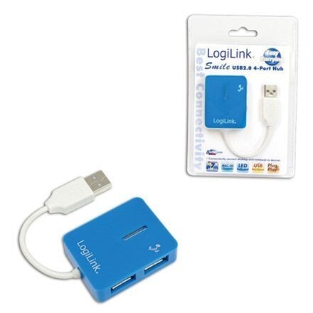 Logilink UA0136 USB 2.0 Hub 4-port, "Smile", blue hind ja info | USB jagajad, adapterid | kaup24.ee