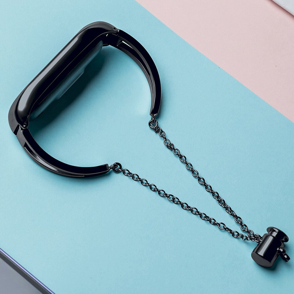 Fusion Metal Bracelet rihm kellaks Xiaomi Mi Band 3 / 4 / 5 / 6 must hind ja info | Nutikellade ja nutivõrude tarvikud | kaup24.ee