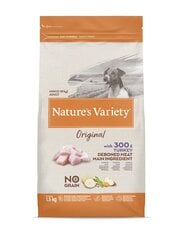 Nature's Variety Dog Original No Grain Mini Turkey 1.5 Kg - teraviljavaba kuivtoit kalkunilihaga täiskasvanud koertele цена и информация | Сухой корм для собак | kaup24.ee