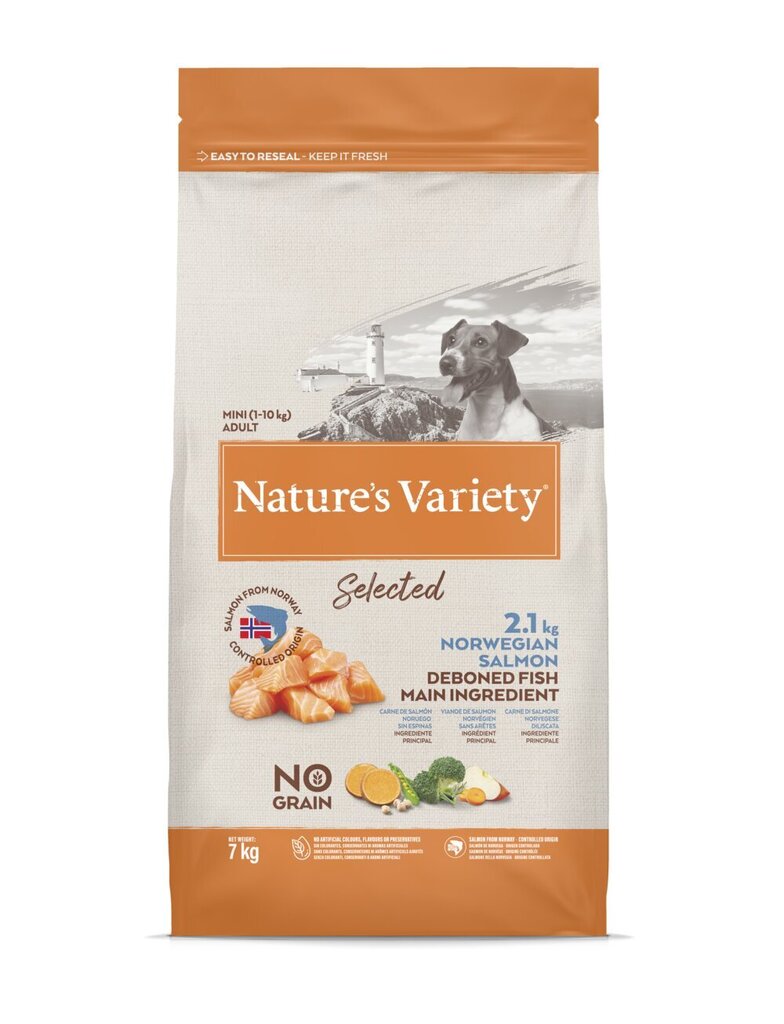 Nature's Variety Dog Selected Mini Adult Norwegian Salmon 7 kg - kuivtoit norra lõhega täiskasvanud koertele цена и информация | Kuivtoit koertele | kaup24.ee