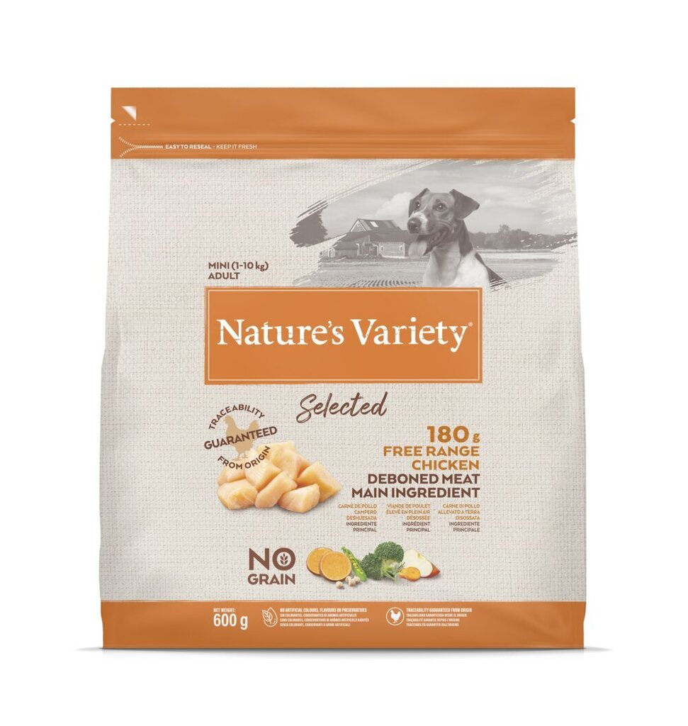 Nature's Variety Dog Selected Mini Free Range Chicken 0.6 Kg - vabapidamisel kuivtoit täiskasvanud koertele hind ja info | Kuivtoit koertele | kaup24.ee