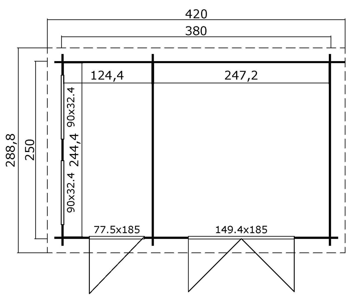 Aiakuur Villi 9,2 m² vaheseinaga hind ja info | Kuurid ja aiamajad | kaup24.ee