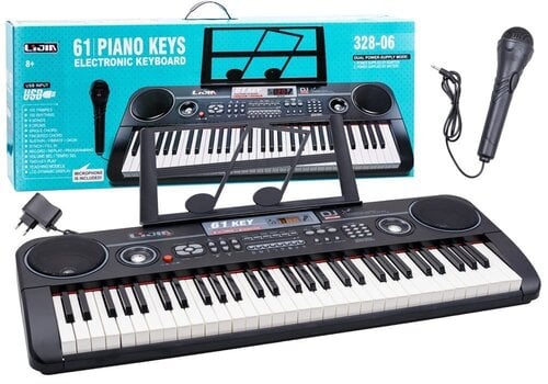 Детское пианино с 61 клавишей и микрофоном, черное цена и информация | Развивающие игрушки | kaup24.ee