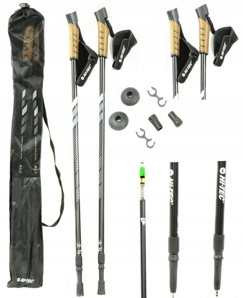 Anti-shock kokkupandavad matkakepid, Hi-Tec, ALPENSTOCK, must, 85-135 cm hind ja info | Käimiskepid | kaup24.ee