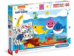 Kahepoolne pusle Clementoni Baby Shark, 60 o. цена и информация | Пазлы | kaup24.ee