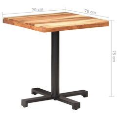 vidaXL bistroolaud, kandiline, 70x70x75 cm, täisakaatsiapuit hind ja info | Köögi- ja söögilauad | kaup24.ee