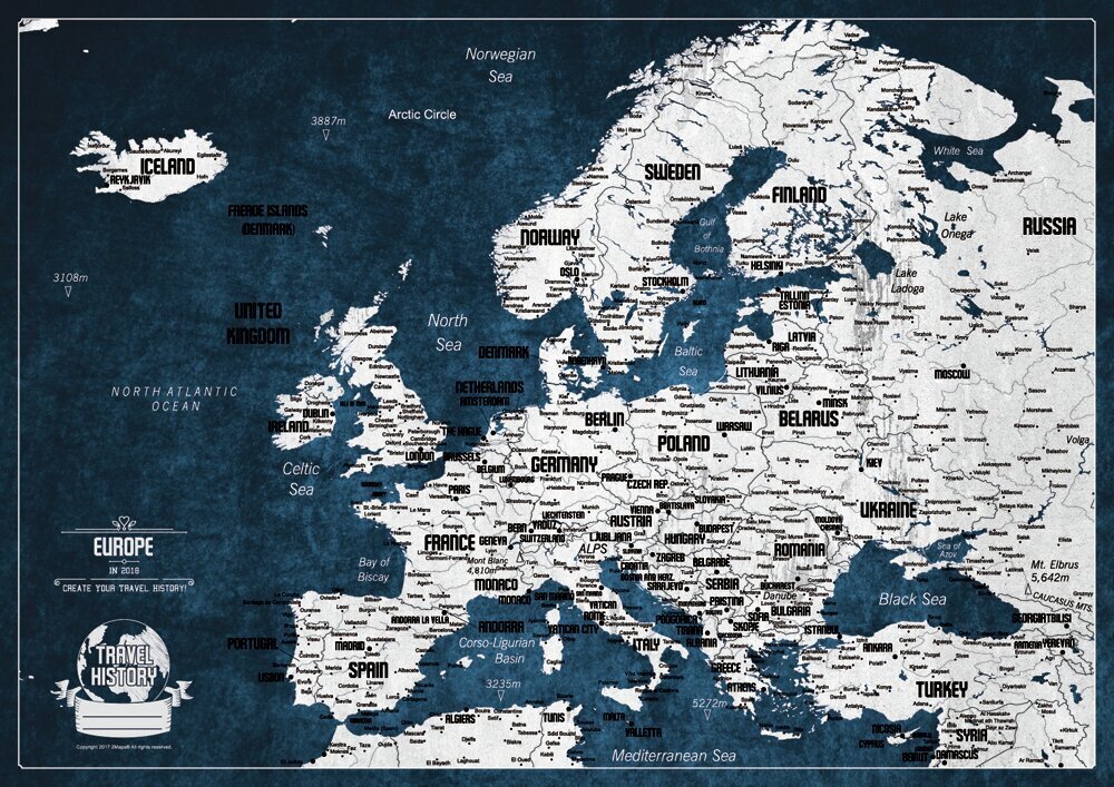 Euroopa kaart nööpnõeltega, 59,5 x 42 cm hind ja info | Maailmakaardid | kaup24.ee