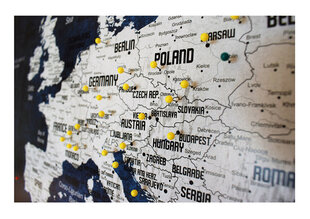 Euroopa kaart nööpnõeltega, 42 x 29,7 cm hind ja info | Maailmakaardid | kaup24.ee