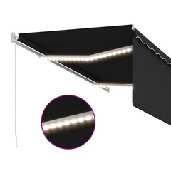 vidaXL käsitsi sissetõmmatav varikatus rulooga&LED,3x2,5 m, antratsiit hind ja info | Päikesevarjud, markiisid ja alused | kaup24.ee