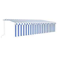 vidaXL käsitsi sissetõmmatav varikatus, 6 x 3 m, sinine/valge hind ja info | Päikesevarjud, markiisid ja alused | kaup24.ee