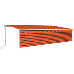 vidaXL käsitsi sissetõmmatav varikatus rulooga, 6 x 3 m, oranž/pruun hind ja info | Päikesevarjud, markiisid ja alused | kaup24.ee