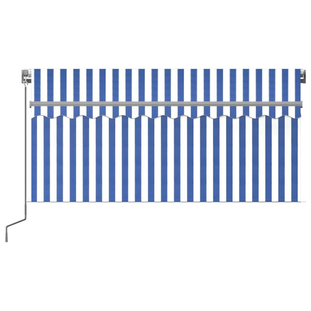 vidaXL käsitsi sissetõmmatav varikatus rulooga, 3x2,5 m, sinine/valge hind ja info | Päikesevarjud, markiisid ja alused | kaup24.ee