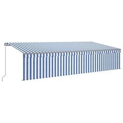 vidaXL käsitsi sissetõmmatav varikatus, 6 x 3 m, sinine/valge hind ja info | Päikesevarjud, markiisid ja alused | kaup24.ee