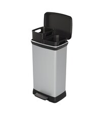 Metalliseeritud Duo Deco Bin pedaaliga kopp jäätmete sorteerimiseks, hõbe, 23+23 l цена и информация | Аксессуары для ванной комнаты | kaup24.ee